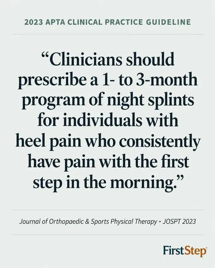 2023 APTA Clinical Practice Guideline recommendation for night splints in patients with first-step morning pain
