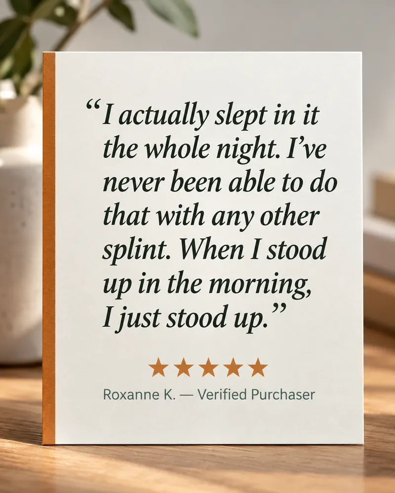 Roxanne K verified purchaser testimonial — I actually slept in it the whole night